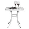 Outdoorr Cast Aluminum Square Table, End Table Side Table for Paio Backyard Pool, Cast Aluminum Cocktail Table, Outdoor Bar Table, White - as picture