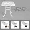 Outdoorr Cast Aluminum Square Table, End Table Side Table for Paio Backyard Pool, Cast Aluminum Cocktail Table, Outdoor Bar Table, White - as picture