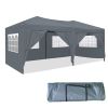 10 x 20 ft Heavy Duty Awning Canopy Pop Up Gazebo Marquee Party Wedding Event Tent with 6 Removable Sidewalls & Carry Bag - Grey