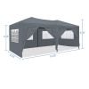 10 x 20 ft Heavy Duty Awning Canopy Pop Up Gazebo Marquee Party Wedding Event Tent with 6 Removable Sidewalls & Carry Bag - Grey