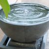 35.5" Polyresin Gray Zen Bowl Water Fountain, Outdoor Bird Feeder /Bath Fountains, Relaxing Water Feature for Garden Lawn Backyard Porch - as Pic