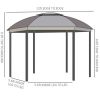 144x144 Inch Round Outdoor Gazebo, Patio Dome Gazebo Canopy Shelter with Double Roof, Netting Sidewalls and Curtains, Zippered Doors AS - as picture