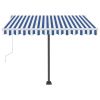 Freestanding Manual Retractable Awning 118.1"x98.4" Blue/White - Blue