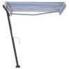 Freestanding Manual Retractable Awning 118.1"x98.4" Blue/White - Blue