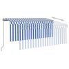 Manual Retractable Awning with Blind 9.8'x8.2' Blue&White - Blue