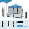 10 x 10 Feet Pop Up Canopy with Mesh Sidewalls and Roller Bag - Blue