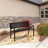 47in PVC Mesh Backrest Iron Bench Black - as picture