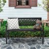 47in PVC Mesh Backrest Iron Bench Black - as picture