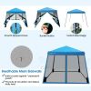 10 x 10 Feet Pop Up Canopy with Mesh Sidewalls and Roller Bag - Blue