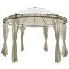 Round Gazebo with Curtains 11' 5'' x 8' 9'' - Cream