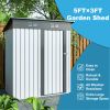 5 X 3 Ft Outdoor Storage Shed, Galvanized Metal Garden Shed With Lockable Doors, Tool Storage Shed For Patio Lawn Backyard Trash Cans - as Pic