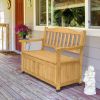 44inch Cedar Yard Storage Box With Backrest Armrest Bright Yellow - as picture