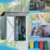 5 X 3 Ft Outdoor Storage Shed, Galvanized Metal Garden Shed With Lockable Doors, Tool Storage Shed For Patio Lawn Backyard Trash Cans - as Pic