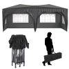 10 x 20 ft Heavy Duty Awning Canopy Pop Up Gazebo Marquee Party Wedding Event Tent with 6 Removable Sidewalls & Carry Bag - Black