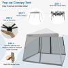 10 x 10 Feet Pop Up Canopy with Mesh Sidewalls and Roller Bag - Gray