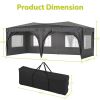 10 x 20 ft Heavy Duty Awning Canopy Pop Up Gazebo Marquee Party Wedding Event Tent with 6 Removable Sidewalls & Carry Bag - Black