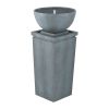 35.5" Polyresin Gray Zen Bowl Water Fountain, Outdoor Bird Feeder /Bath Fountains, Relaxing Water Feature for Garden Lawn Backyard Porch - as Pic