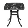 Outdoorr Cast Aluminum Square Table, End Table Side Table for Paio Backyard Pool, Cast Aluminum Cocktail Table, Outdoor Bar Table, Black - as picture