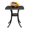 Outdoorr Cast Aluminum Square Table, End Table Side Table for Paio Backyard Pool, Cast Aluminum Cocktail Table, Outdoor Bar Table, Black - as picture