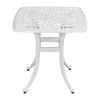 Outdoorr Cast Aluminum Square Table, End Table Side Table for Paio Backyard Pool, Cast Aluminum Cocktail Table, Outdoor Bar Table, White - as picture