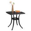 Outdoorr Cast Aluminum Square Table, End Table Side Table for Paio Backyard Pool, Cast Aluminum Cocktail Table, Outdoor Bar Table, Black - as picture