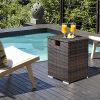 40*40*57cm Iron Frame Gas Bottle Storage Rattan Side Table Brown Gradient - as picture