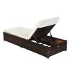 Outdoor Leisure Rattan Furniture Pool Bed / Chaise (Single Sheet)-Brown - as picture