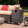 40*40*57cm Iron Frame Gas Bottle Storage Rattan Side Table Brown Gradient - as picture