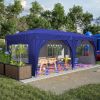 10'x20' EZ Pop Up Canopy Outdoor Portable Party Folding Tent with 6 Removable Sidewalls + Carry Bag + 6pcs Weight Bag Beige Blue - as Pic