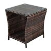 Glass Surface Brown Gradient Iron Frame Rattan Side Table - as picture
