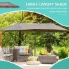 14ft Patio Umbrella Double-Sided Outdoor Market Extra Large Umbrella with Crank, Cross Base for Deck, Lawn, Backyard and Pool, Brown - as Pic