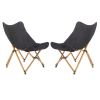 2pcs Folding Outdoor Camping Chair, Portable Stool for Fishing Picnic BBQ, Ultra Light Aluminum Frame with Wood Grain Accent, Black - as picture