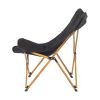 2pcs Folding Outdoor Camping Chair, Portable Stool for Fishing Picnic BBQ, Ultra Light Aluminum Frame with Wood Grain Accent, Black - as picture