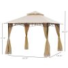 10ft x 10ft Outdoor Patio Gazebo Canopy Tent Beige-AS - as picture
