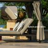 Direct Wicker Steel Lounger With Shade and Curtain, Adjustable Back Outdoor Daybed - Brown