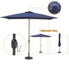 Adjustable Tilt Led Lights Blue Rectangular Patio Large Umbrella For Beach Outside Outdoor - as Pic