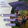 Adjustable Tilt Led Lights Blue Rectangular Patio Large Umbrella For Beach Outside Outdoor - as Pic