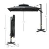 10ft Offset Patio Umbrella, Hanging Cantilever Umbrella, Square Shape, Aluminum Cross Base, Tilt, 360-Degree Rotation, Gray - as Pic