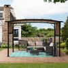 12 x 9 Ft Outdoor Pergola Patio Gazebo,Retractable Shade Canopy,Steel Frame Grape Gazebo,Sunshelter Pergola - As Picture