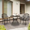 90*90*75cm Round Top Courtyard Cast Aluminum Table Bronze - Bronze
