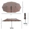 14ft Patio Umbrella Double-Sided Outdoor Market Extra Large Umbrella with Crank, Cross Base for Deck, Lawn, Backyard and Pool, Brown - as Pic