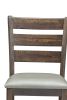 Wooden Pub Height Chairs With Slatted Back and Footrest, Set of Two, Brown and Gray - as Pic
