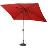 Support Dropshipping Led Red Garden Outdoor Adjustable Title 10 Ft Patio Umbrella With Solar Lights - as Pic