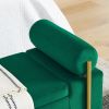 Elegant Upholstered Velvet Storage Bench with Cylindrical Arms and Iron Legs for Hallway Living Room Bedroom, Green - as Pic