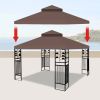 10 x 10 Ft Double Tiered Gazebo Replacement Top Cover - brown