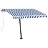 Freestanding Manual Retractable Awning 118.1"x98.4" Blue/White - Blue