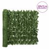 Balcony Privacy Screen with Dark Green Leaves 236.2"x29.5" - Green