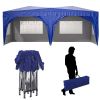 10'x20' EZ Pop Up Canopy Outdoor Portable Party Folding Tent with 6 Removable Sidewalls + Carry Bag + 6pcs Weight Bag Beige Blue - as Pic