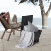 Outdoor PE Wicker Side Table with Storage, Small Patio Storage Bin Container for Hose Cushion Towel, Brown - as picture