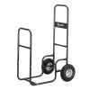 Firewood Cart 220LBS with Large Wheels, Fireplace Log Rolling Caddy Hauler, Wood Mover Outdoor Indoor Storage Holder Rack, Heavy Duty RT - black